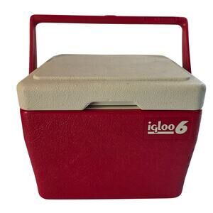 Vintage Igloo 6 Red White Cooler Retro 90's 1990's Ice Chest 6 Cans Lunch Box